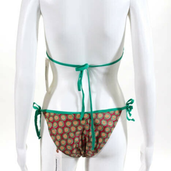 0039 Italy Red Green Polka Dot Bikini 2 piece new - Picture 4 of 7